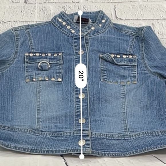 Women’s Casual Kiss Blue Denim Button Down Waist Length Jean Jacket (L) U09 - Picture 10 of 11